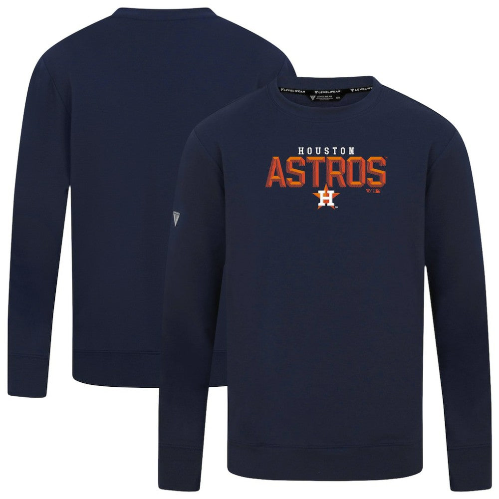 Houston Astros Levelwear Mandate Carve Tri-Blend Sweatshirt - Navy Sweatshirts