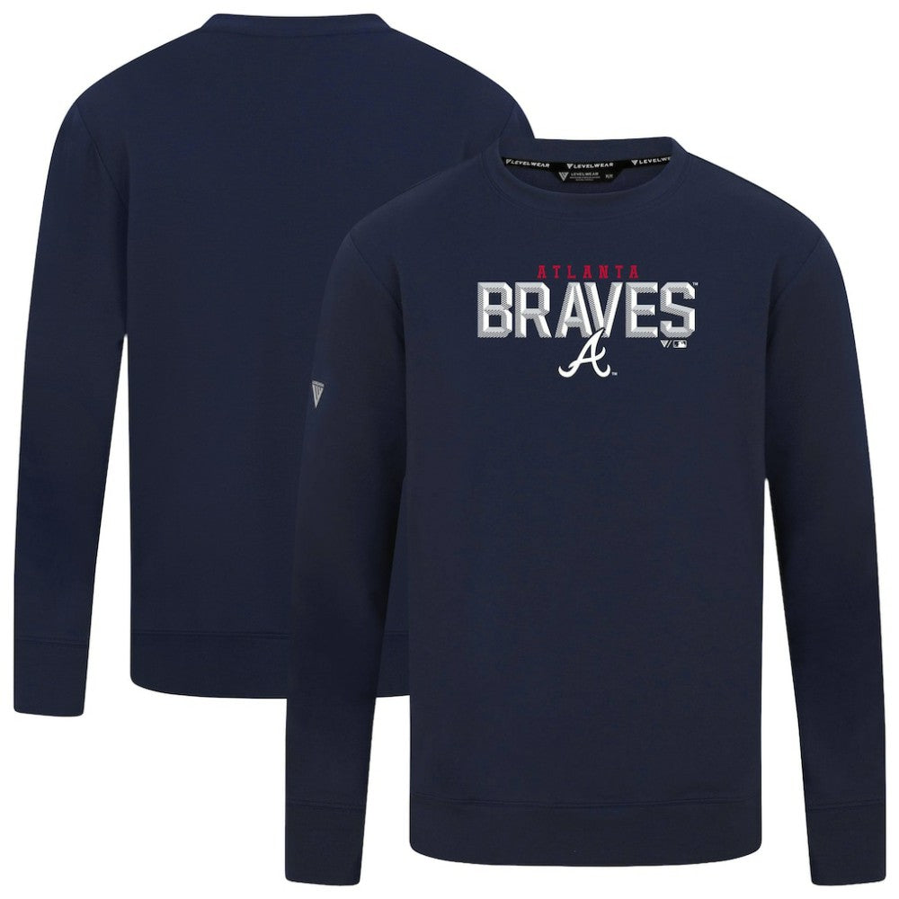 Atlanta Braves Levelwear Mandate Carve Tri-Blend Sweatshirt - Navy Sweatshirts