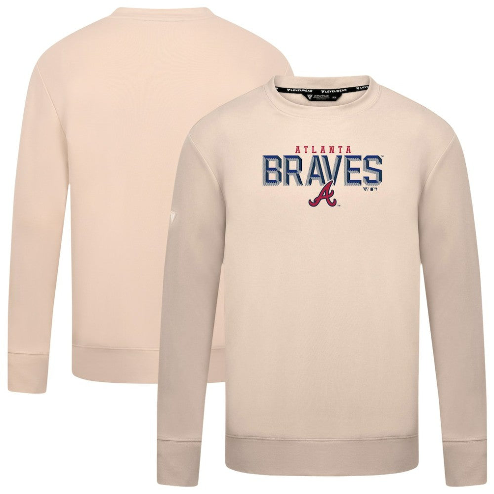 Atlanta Braves Levelwear Mandate Carve Tri-Blend Sweatshirt - Khaki Sweatshirts