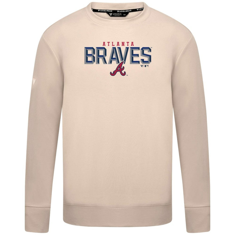 Atlanta Braves Levelwear Mandate Carve Tri-Blend Sweatshirt - Khaki Sweatshirts