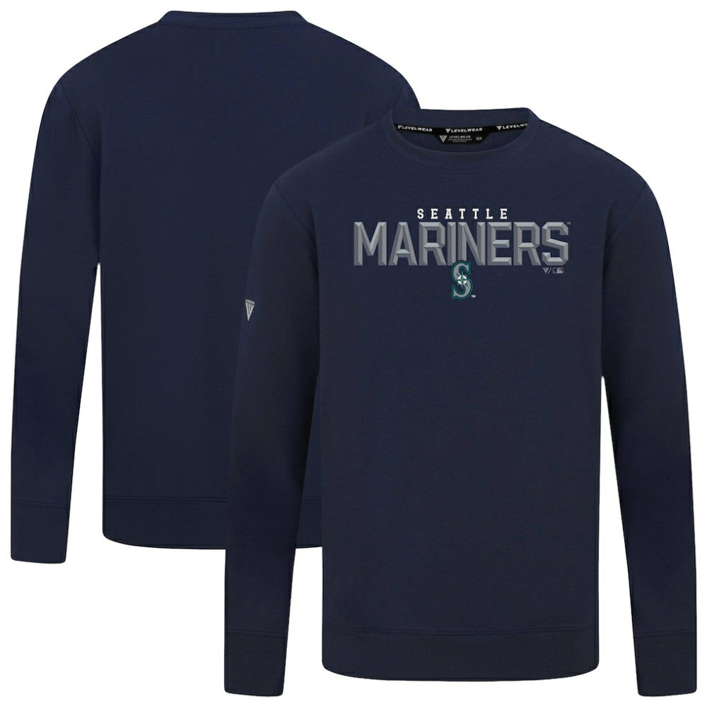 Seattle Mariners Levelwear Mandate Carve Tri-Blend Sweatshirt - Navy Sweatshirts