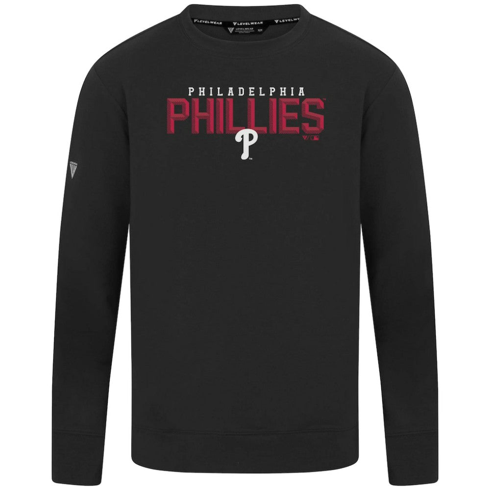 Philadelphia Phillies Levelwear Mandate Carve Tri-Blend Sweatshirt - Black Sweatshirts