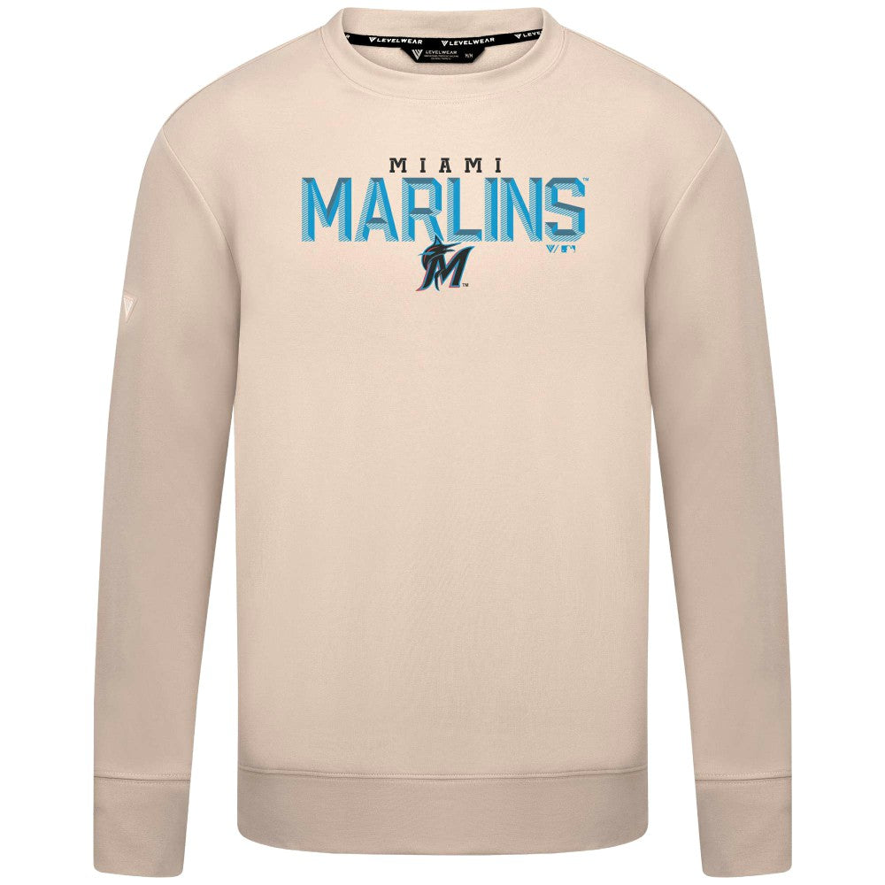Miami Marlins Levelwear Mandate Carve Tri-Blend Sweatshirt - Khaki Sweatshirts