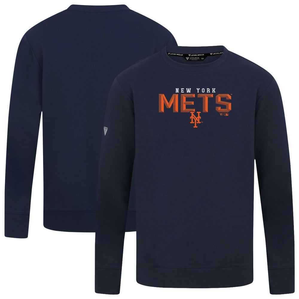 New York Mets Levelwear Mandate Carve Tri-Blend Sweatshirt - Navy Sweatshirts