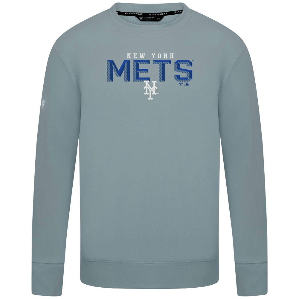 New York Mets Levelwear Mandate Carve Tri-Blend Sweatshirt - Gray Sweatshirts