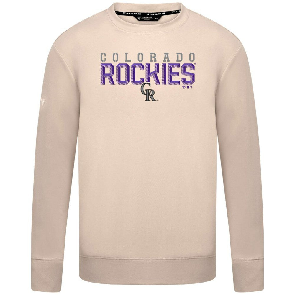 Colorado Rockies Levelwear Mandate Carve Tri-Blend Sweatshirt - Khaki Sweatshirts