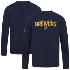 Milwaukee Brewers Levelwear Mandate Carve Tri-Blend Sweatshirt - Navy Sweatshirts