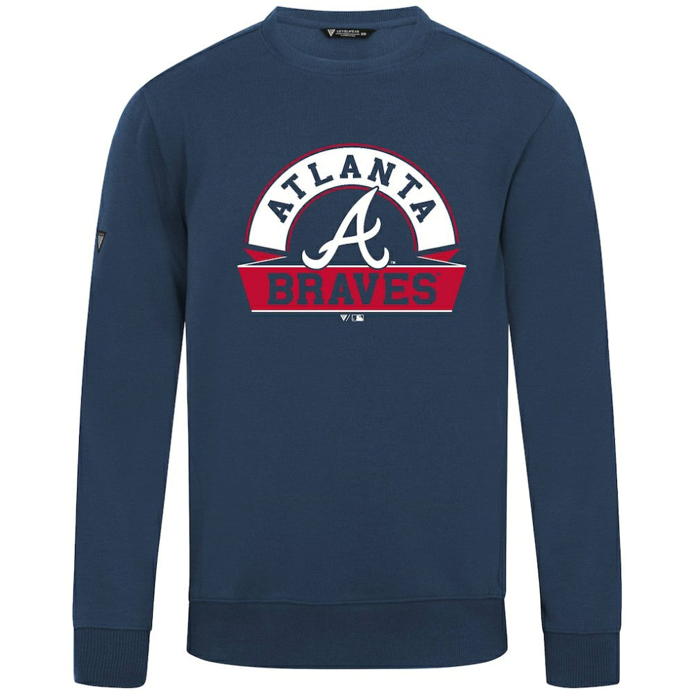 Atlanta Braves Levelwear Zane Banner Arch Sweatshirt - Navy Sweatshirts