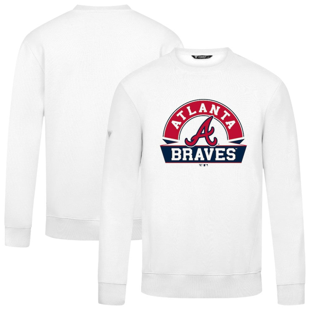 Atlanta Braves Levelwear Zane Banner Arch Sweatshirt - White Sweatshirts