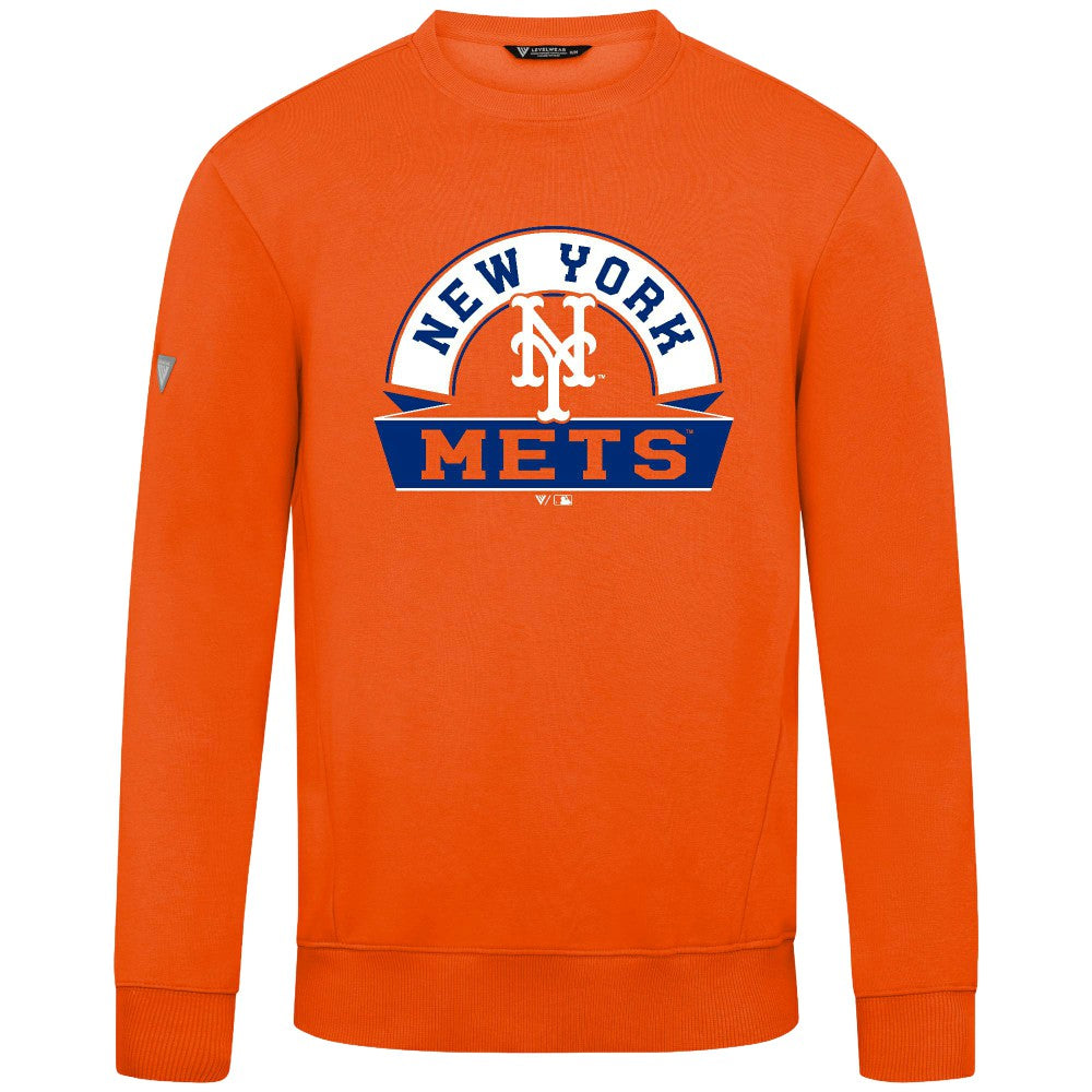 New York Mets Levelwear Zane Banner Arch Sweatshirt - Orange Sweatshirts