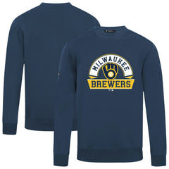 Milwaukee Brewers Levelwear Zane Banner Arch Sweatshirt - Navy Sweatshirts