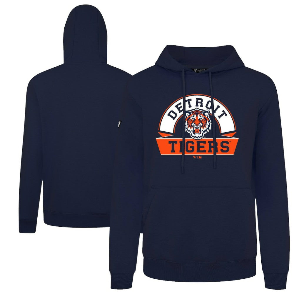 Detroit Tigers Levelwear Podium Banner Arch Hoodie - Navy Hoodies