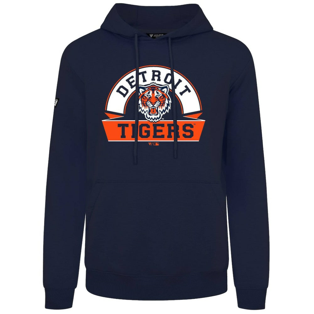 Detroit Tigers Levelwear Podium Banner Arch Hoodie - Navy Hoodies