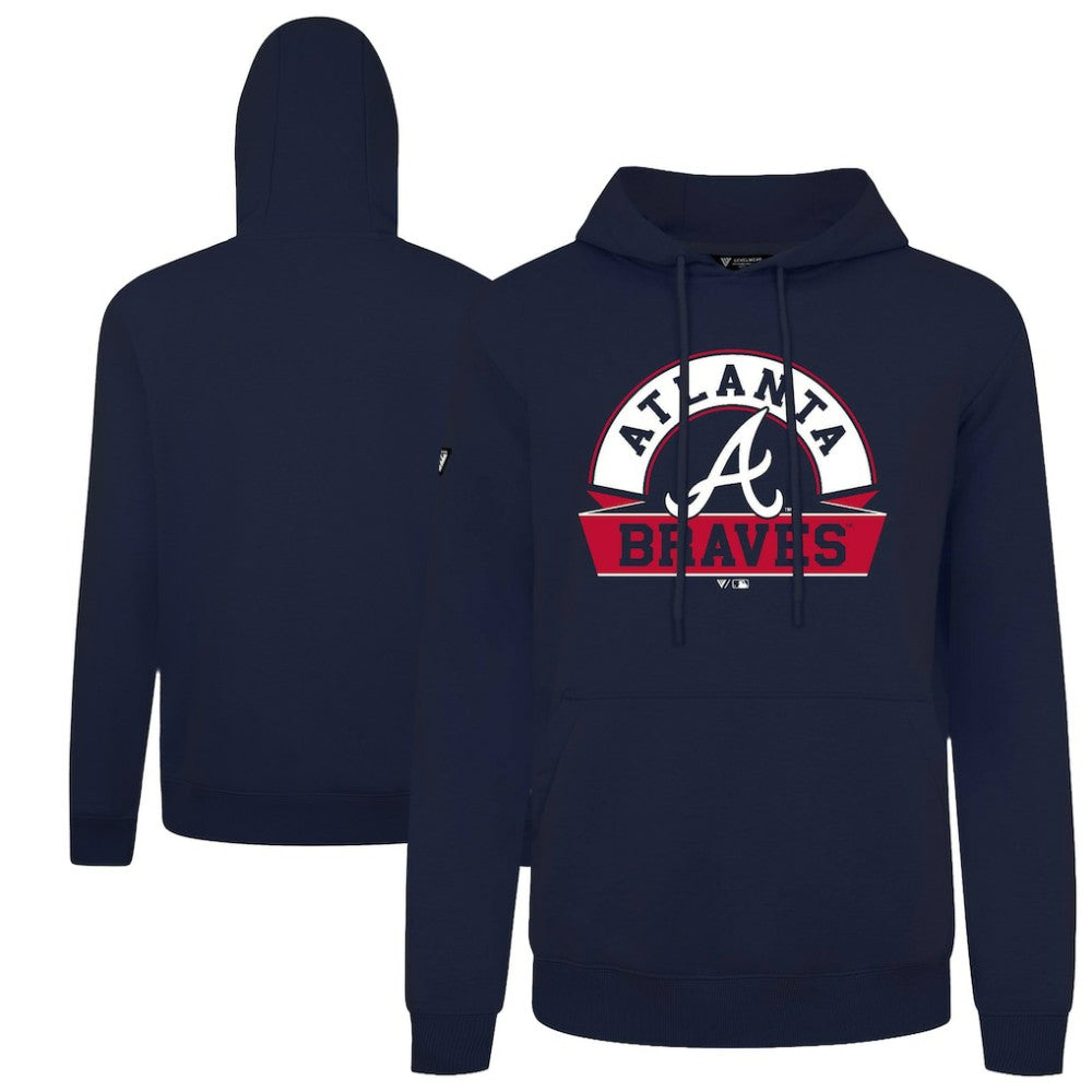 Atlanta Braves Levelwear Podium Banner Arch Hoodie - Navy Hoodies
