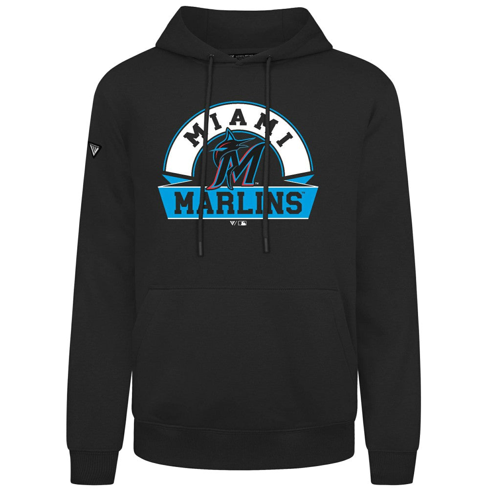 Miami Marlins Levelwear Podium Banner Arch Hoodie - Black Hoodies