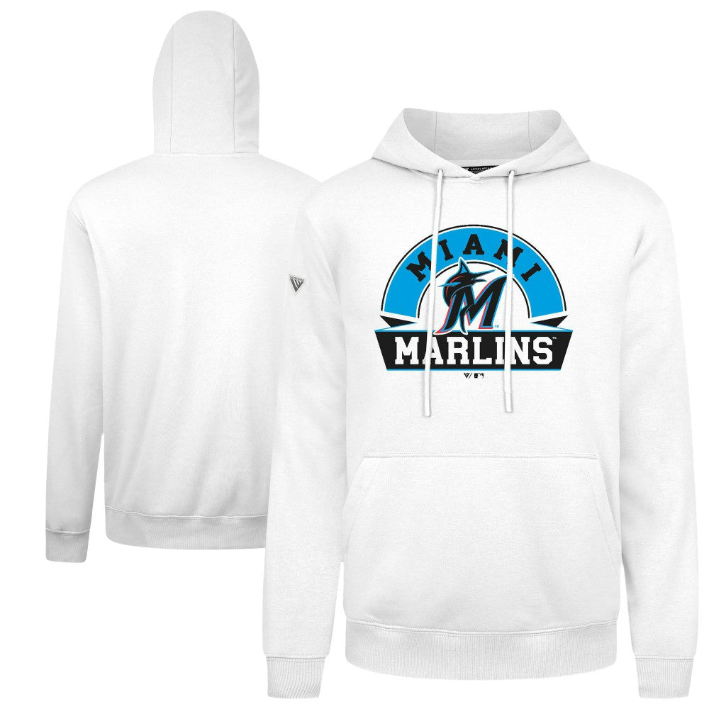 Miami Marlins Levelwear Podium Banner Arch Hoodie - White Hoodies