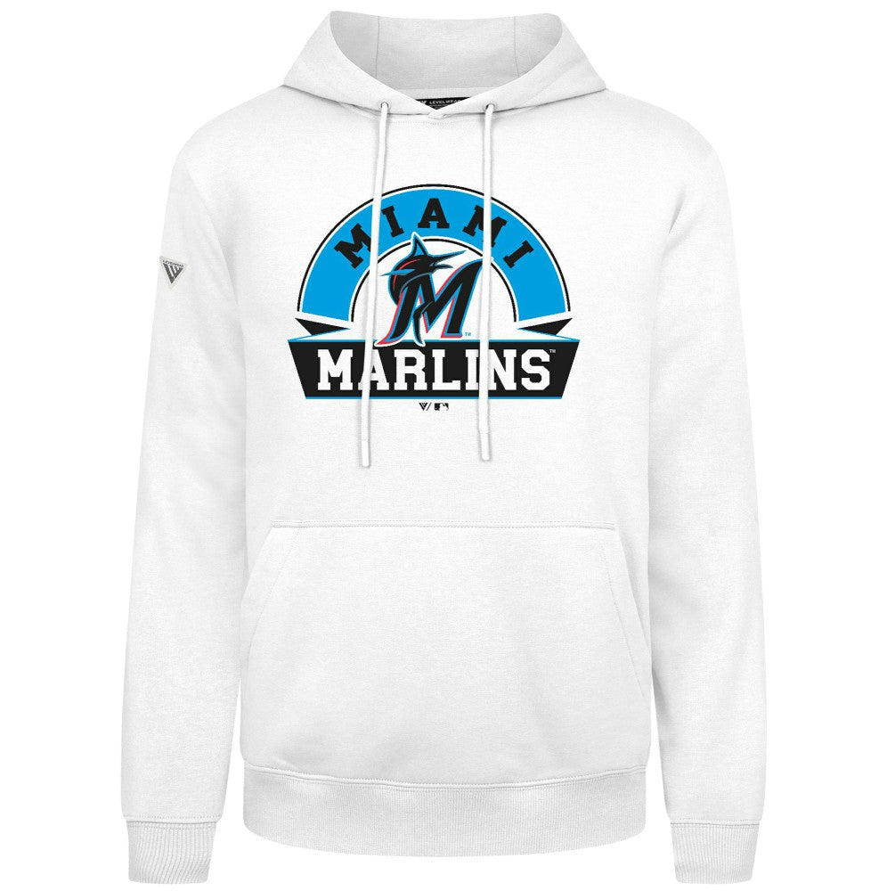 Miami Marlins Levelwear Podium Banner Arch Hoodie - White Hoodies