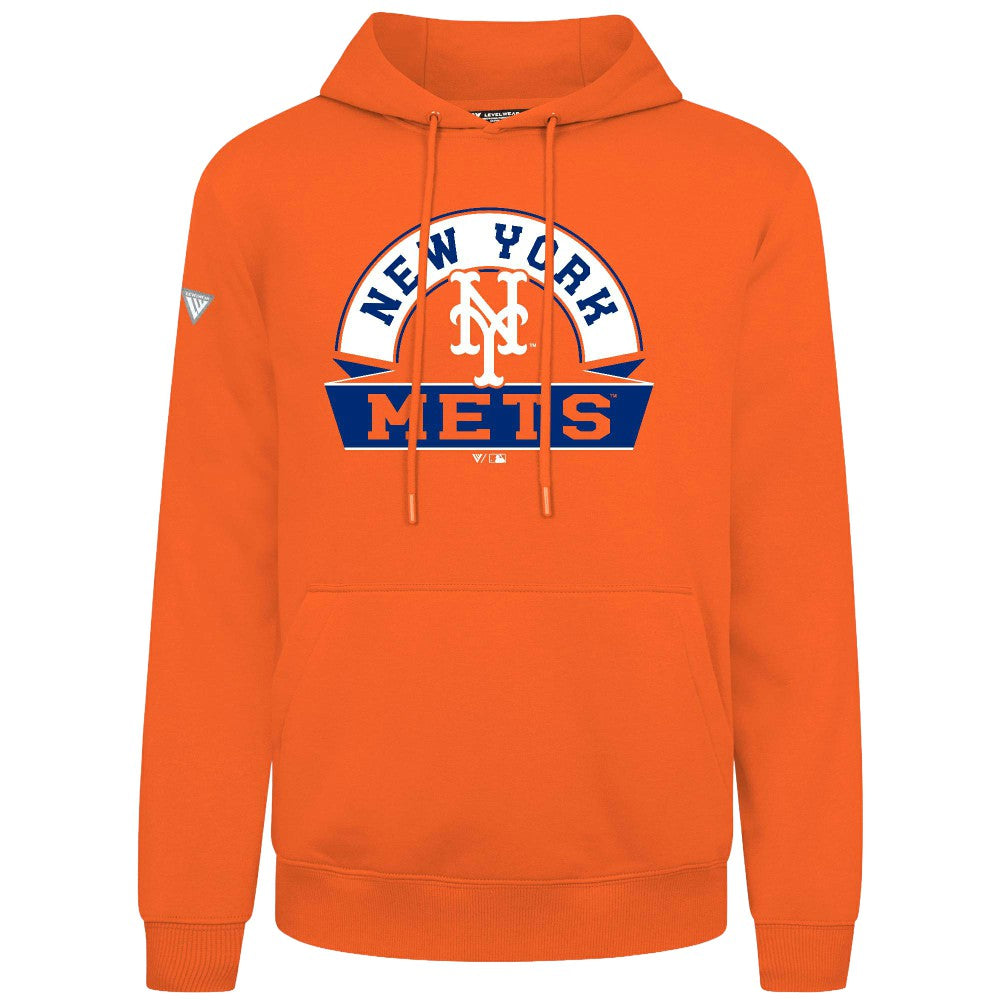 New York Mets Levelwear Podium Banner Arch Hoodie - Orange Hoodies