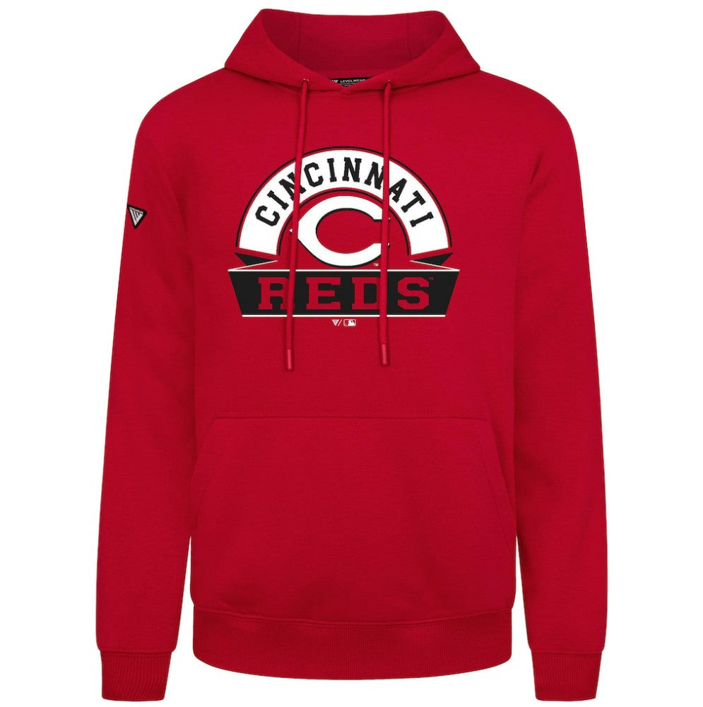 Cincinnati Reds Levelwear Podium Banner Arch Hoodie - Red Hoodies