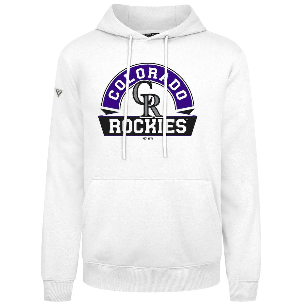Colorado Rockies Levelwear Podium Banner Arch Hoodie - White Hoodies