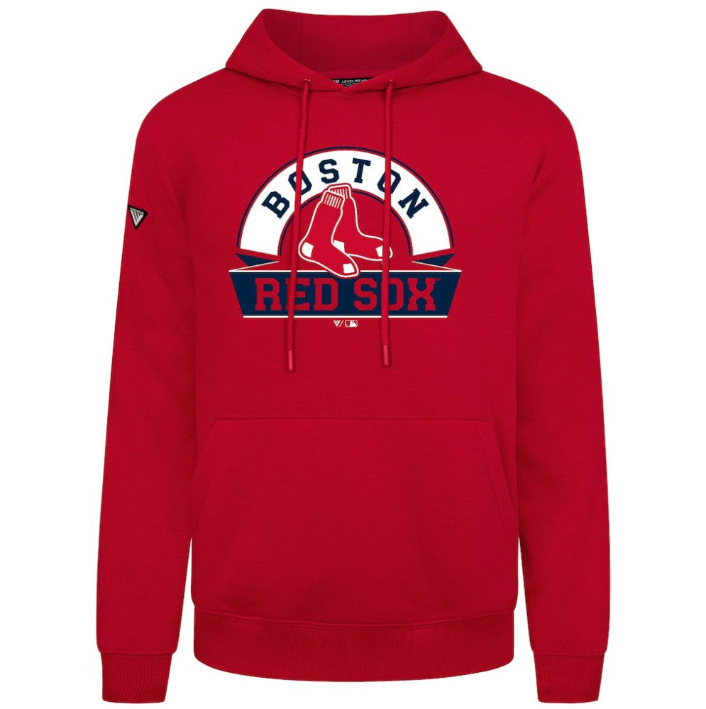 Boston Red Sox Levelwear Podium Banner Arch Hoodie - Red Hoodies