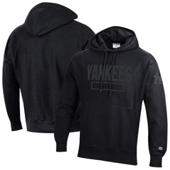 New York Yankees Champion Tonal Reverse Weave Fleece Hoodie - Black Hoodies