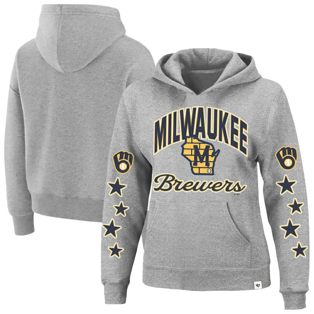 Milwaukee Brewers '47 Women's Plus Size Starry Eye Hoodie - Heather Gray Hoodies