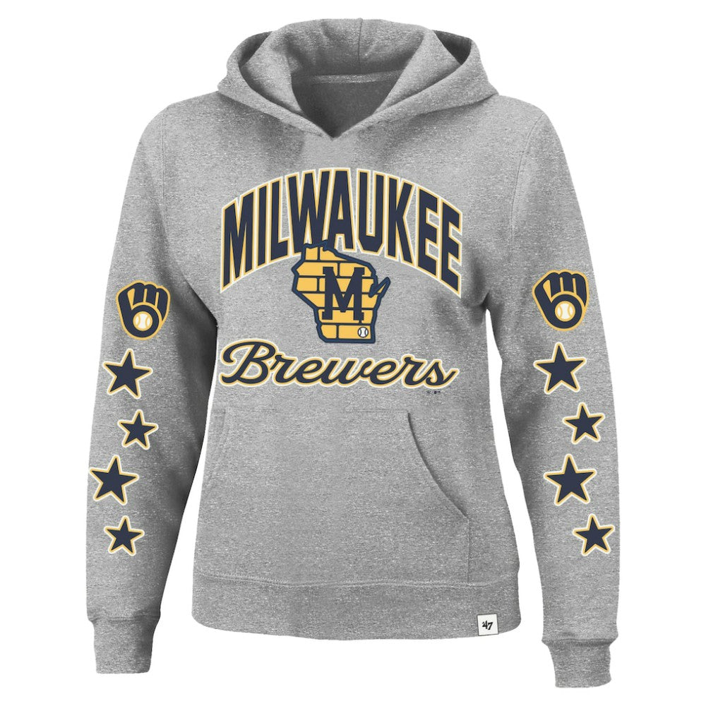Milwaukee Brewers '47 Women's Plus Size Starry Eye Hoodie - Heather Gray Hoodies