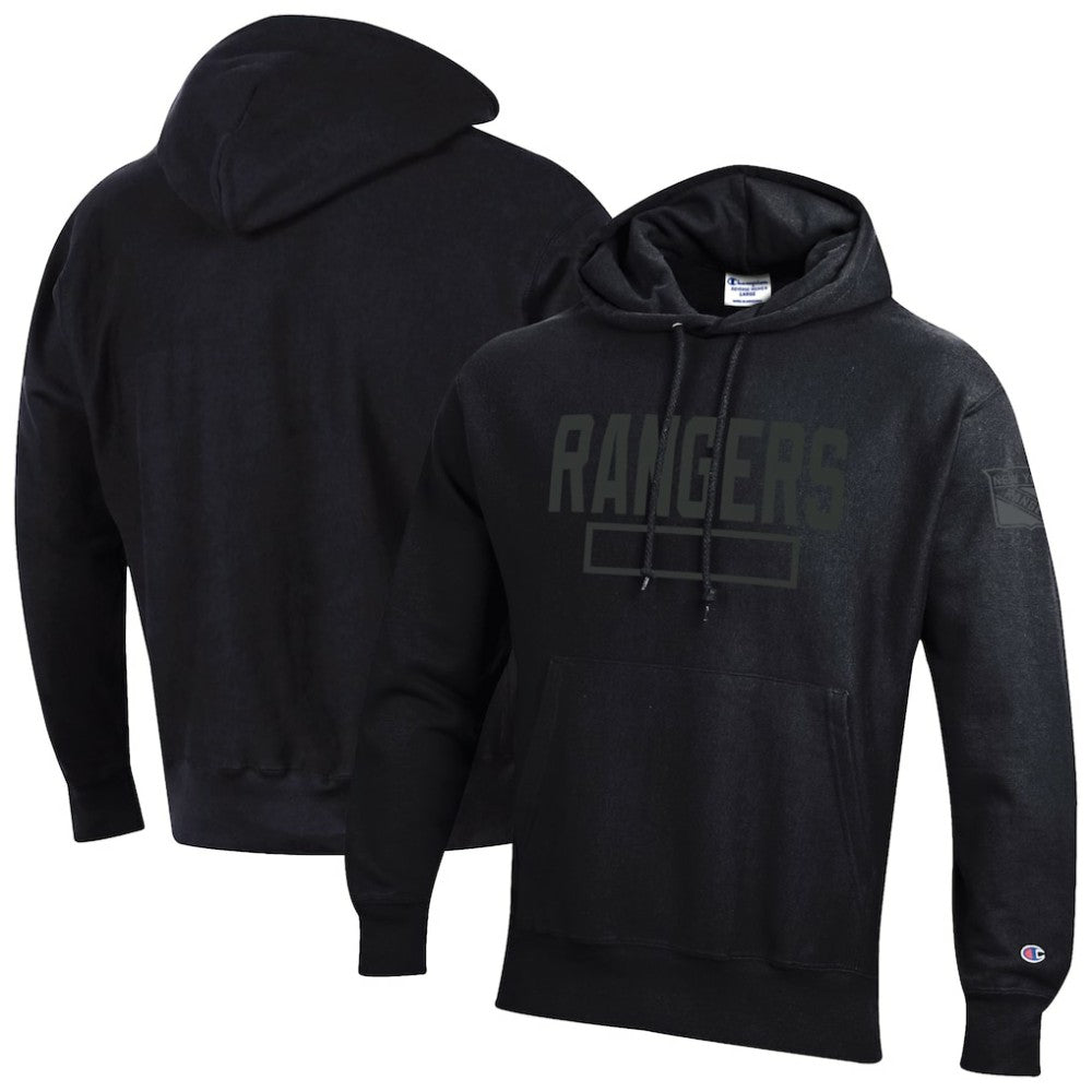 NHL New York Rangers Champion Tonal Reverse Weave Fleece Hoodie - Black