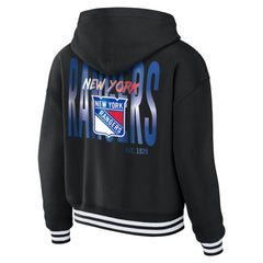 NHL New York Rangers WEAR by Erin Andrews Women's Cropped Lace-Up Hoodie - Black