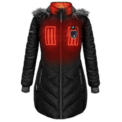 Baltimore Ravens ActionHeat Women's 5V Battery Heated Long Puffer Full-Zip Hoodie Jacket Black