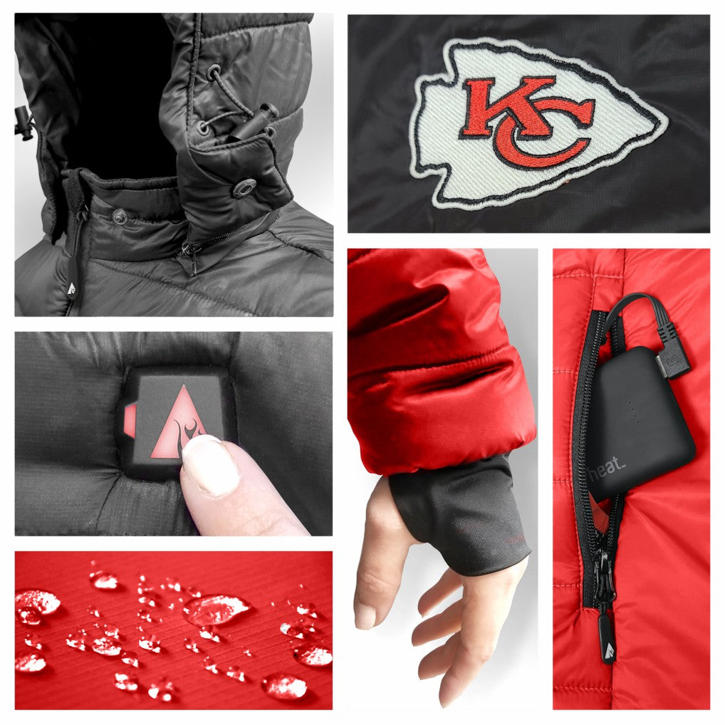 Kansas City Chiefs ActionHeat Women's 5V Battery Heated Insulated Puffer Full-Zip Jacket Red/Black
