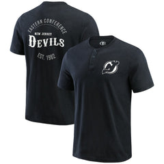 NHL New Jersey Devils Darius Rucker Collection by Fanatics Fanatics Fest Washed Henley T-Shirt - Black