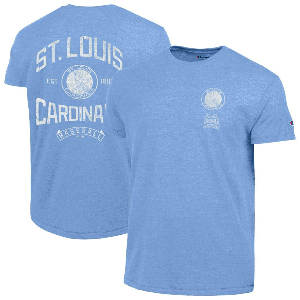 St. Louis Cardinals Champion Vintage 3-Hit Tri-Blend T-Shirt - Light Blue T-shirts