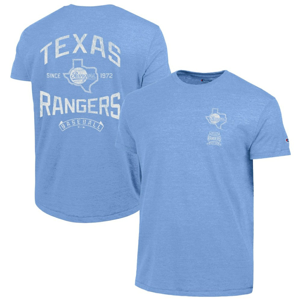 Texas Rangers Champion Vintage 3-Hit Tri-Blend T-Shirt - Light Blue T-shirts