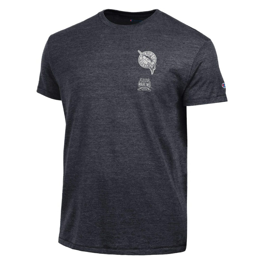 Miami Marlins Champion Vintage 3-Hit Tri-Blend T-Shirt - Black T-shirts