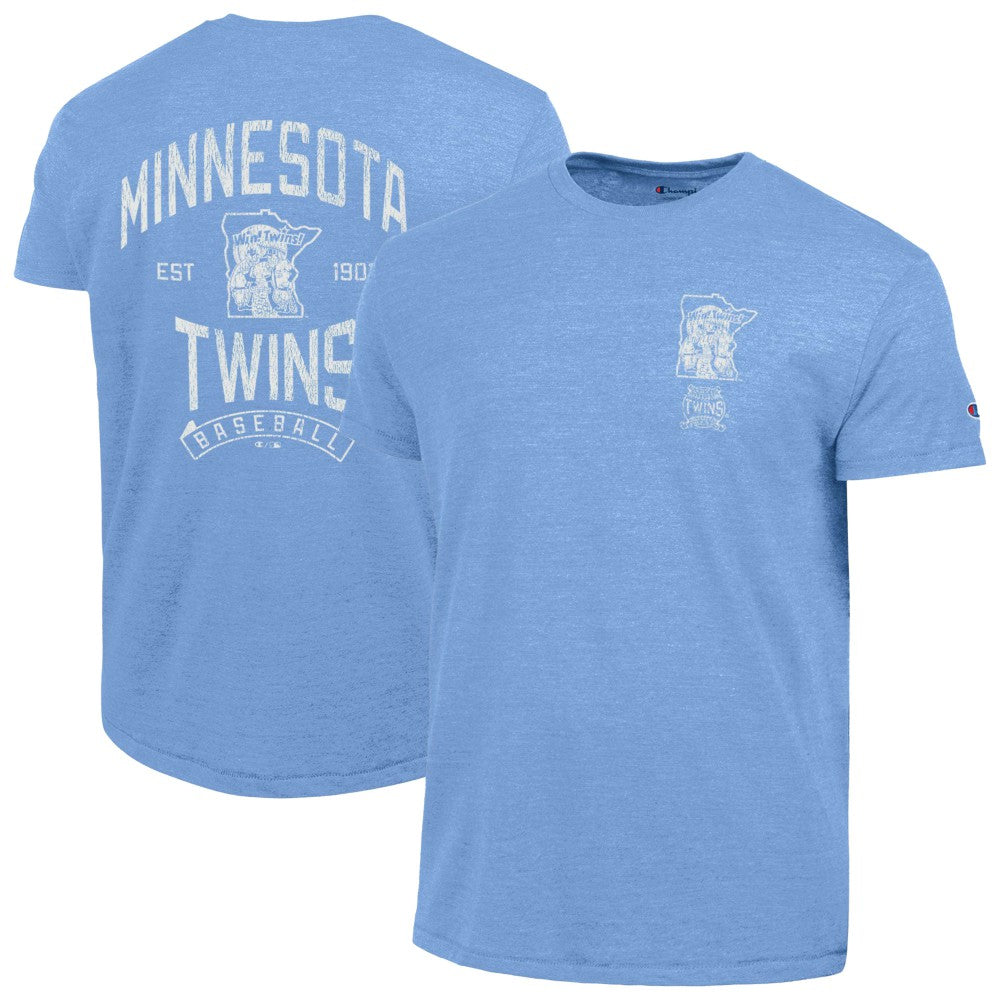 Minnesota Twins Champion Vintage 3-Hit Tri-Blend T-Shirt - Light Blue T-shirts
