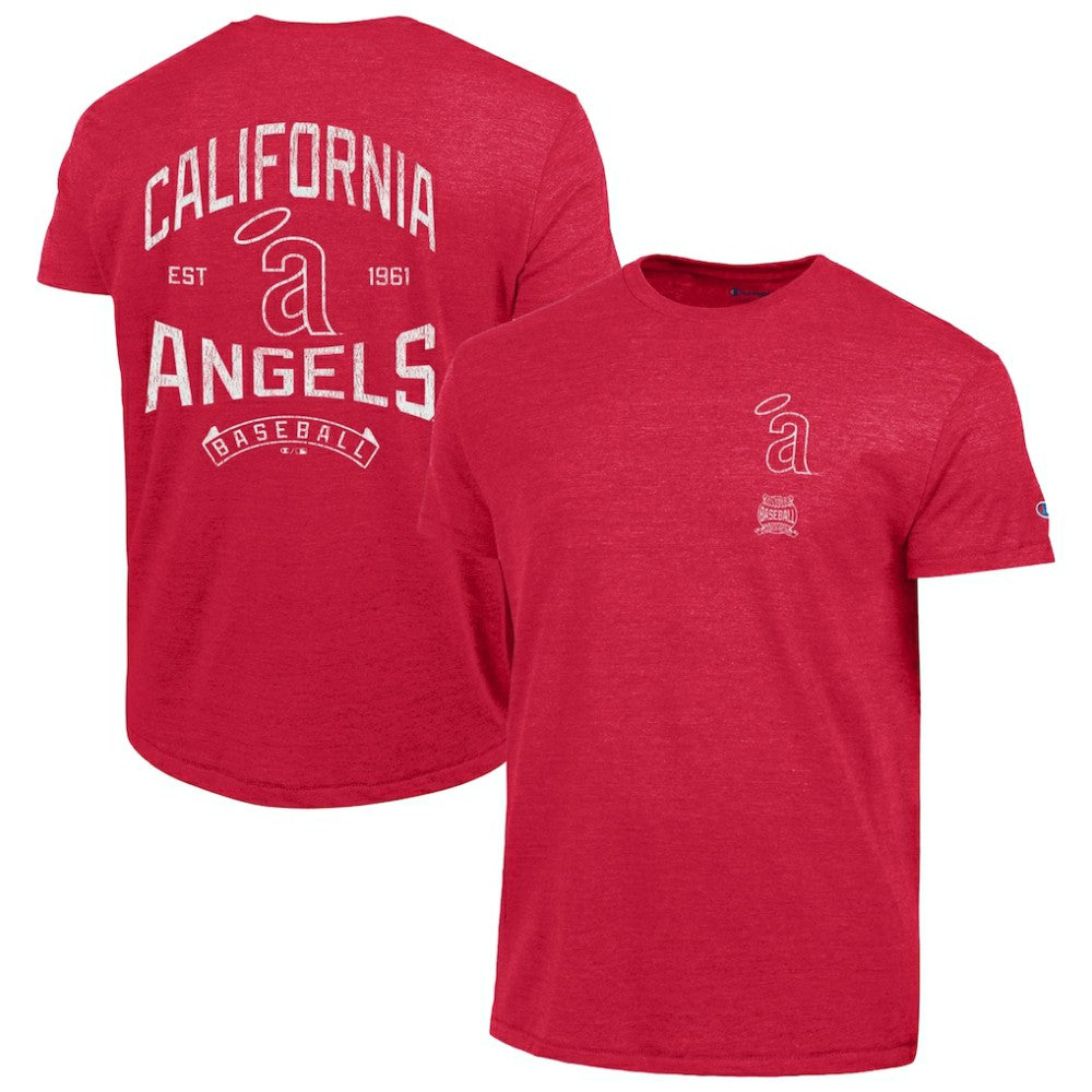 Los Angeles Angels Champion Vintage 3-Hit Tri-Blend T-Shirt - Red T-shirts