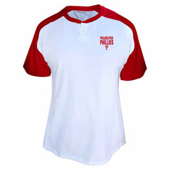 Bryce Harper Philadelphia Phillies Profile Women's Plus Size Name & Number Raglan Henley T-Shirt - White T-shirts