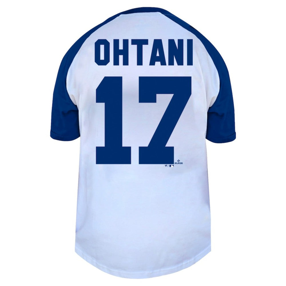 Shohei Ohtani Los Angeles Dodgers Profile Women's Plus Size Name & Number Raglan Henley T-Shirt - White T-shirts