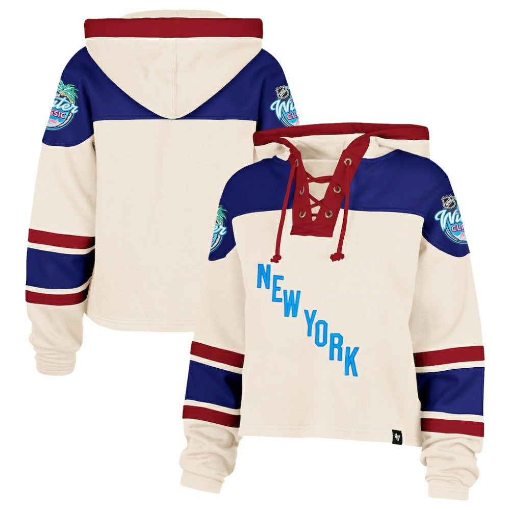 NHL New York Rangers '47 Women's 2026 NHL Winter Classic Cropped Superior Lacer Hoodie - Cream