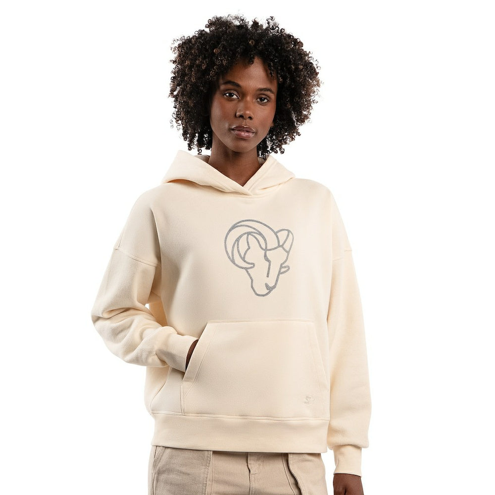 Los Angeles Rams Starter Women's Rhinestone Relaxed Hoodie Cream