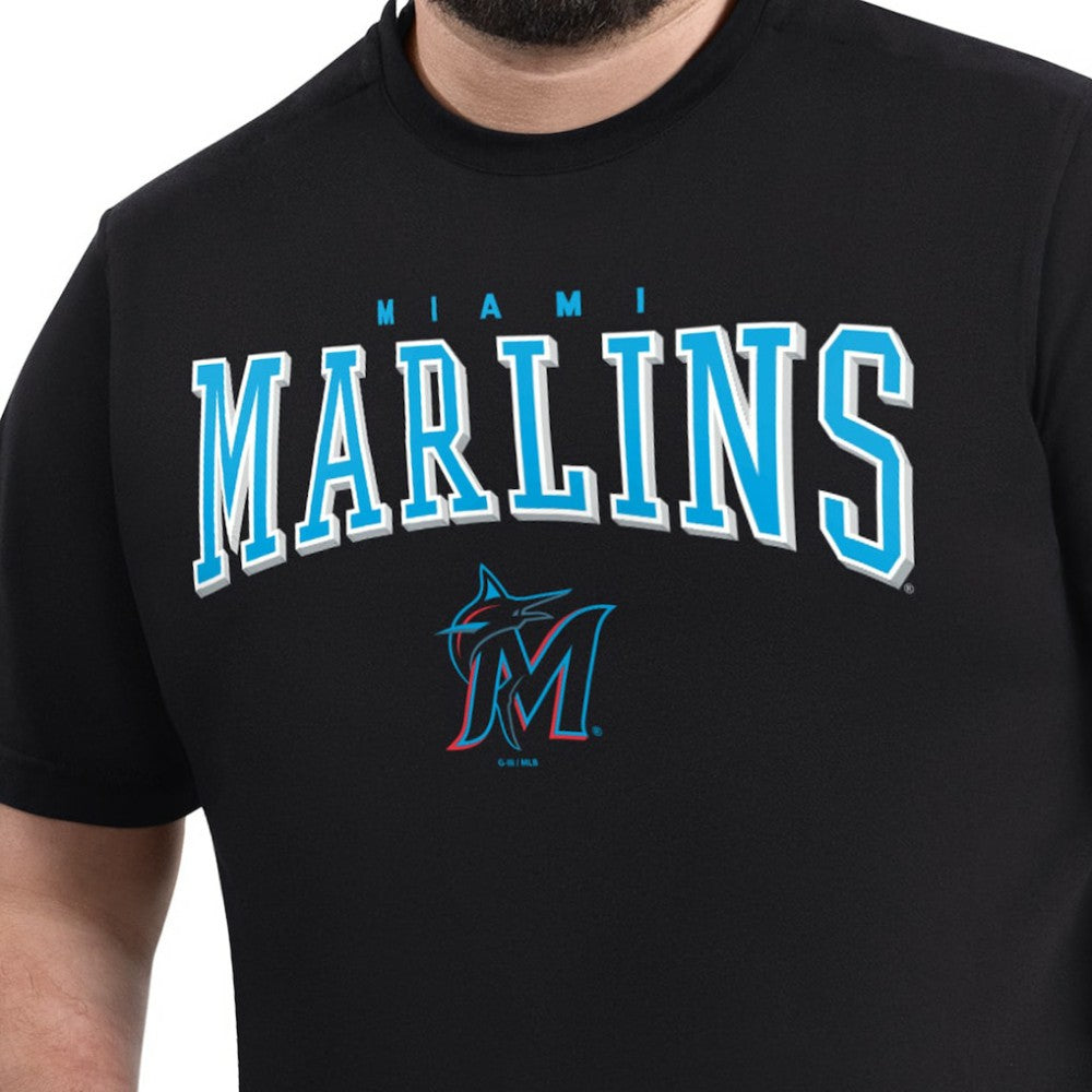 Miami Marlins G-III Sports by Carl Banks Adaptive Classic Team Spirit T-Shirt - Black T-shirts
