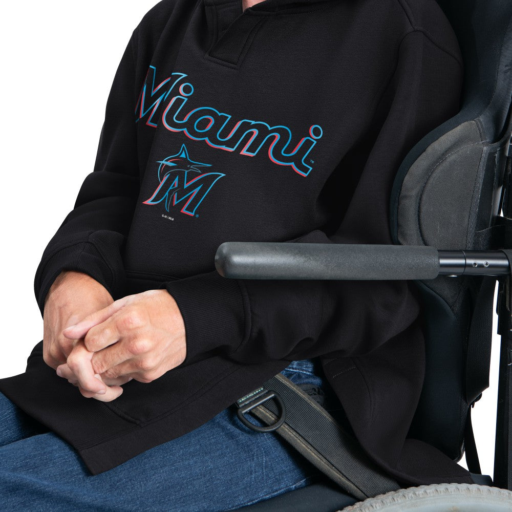 Miami Marlins G-III Sports by Carl Banks Adaptive Lockup Fleece Hoodie - Black Hoodies