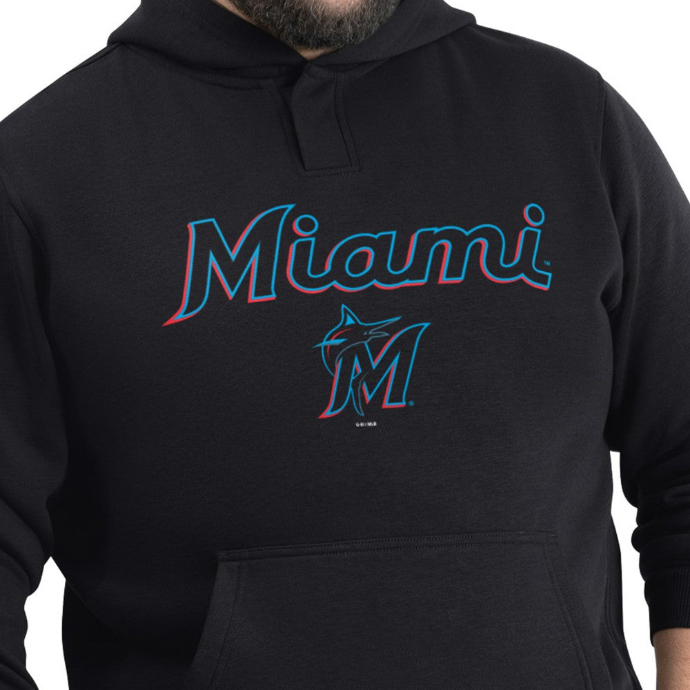 Miami Marlins G-III Sports by Carl Banks Adaptive Lockup Fleece Hoodie - Black Hoodies