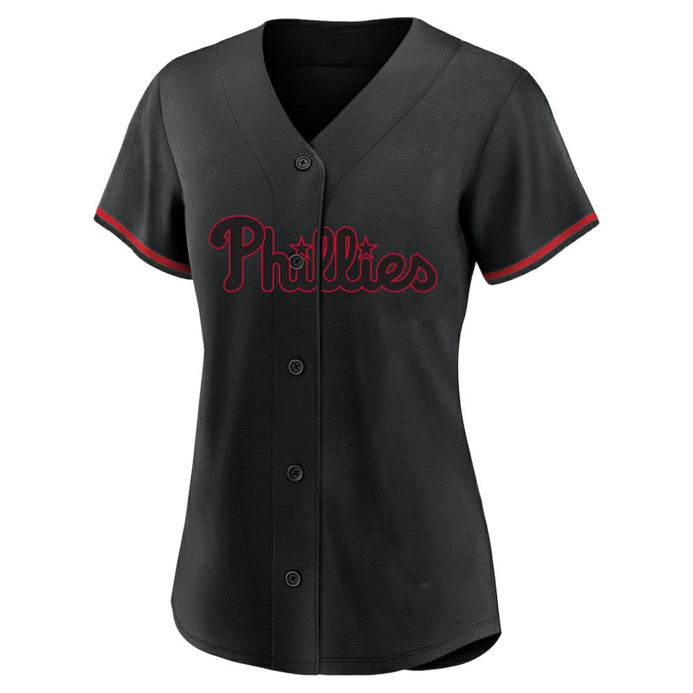 Bryce Harper Philadelphia Phillies Profile Women's Plus Size Player Name & Number Fashion Jersey - Black Jerseys
