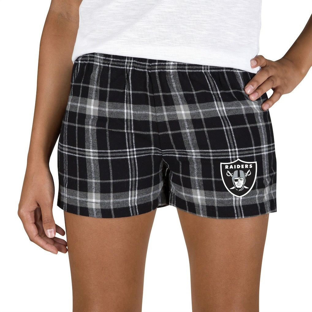 Las Vegas Raiders Concepts Sport Women's Ultimate Flannel Shorts Black/Gray