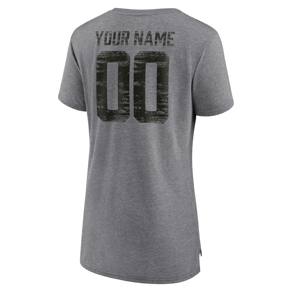 Arizona Cardinals Women's Heritage Custom Name & Number Tri-Blend T-Shirt Gray