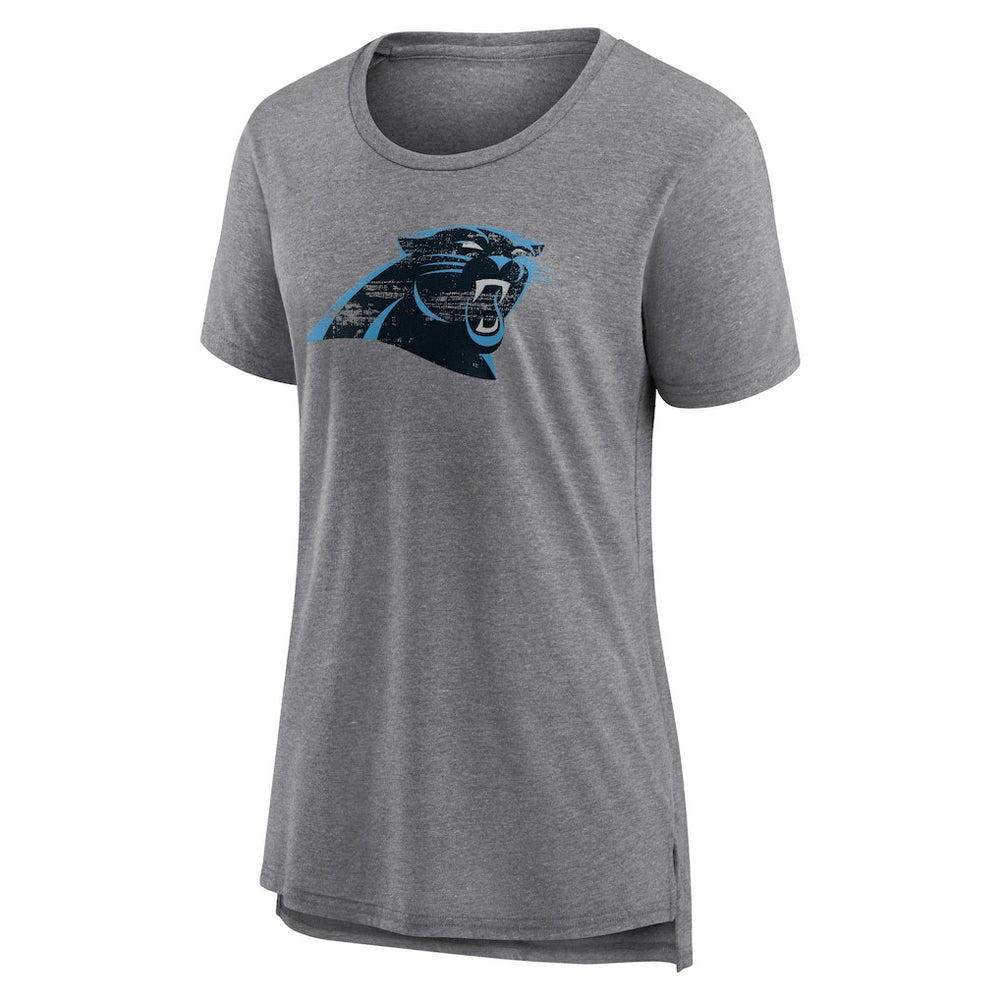 Carolina Panthers Women's Heritage Custom Name & Number Tri-Blend T-Shirt Gray