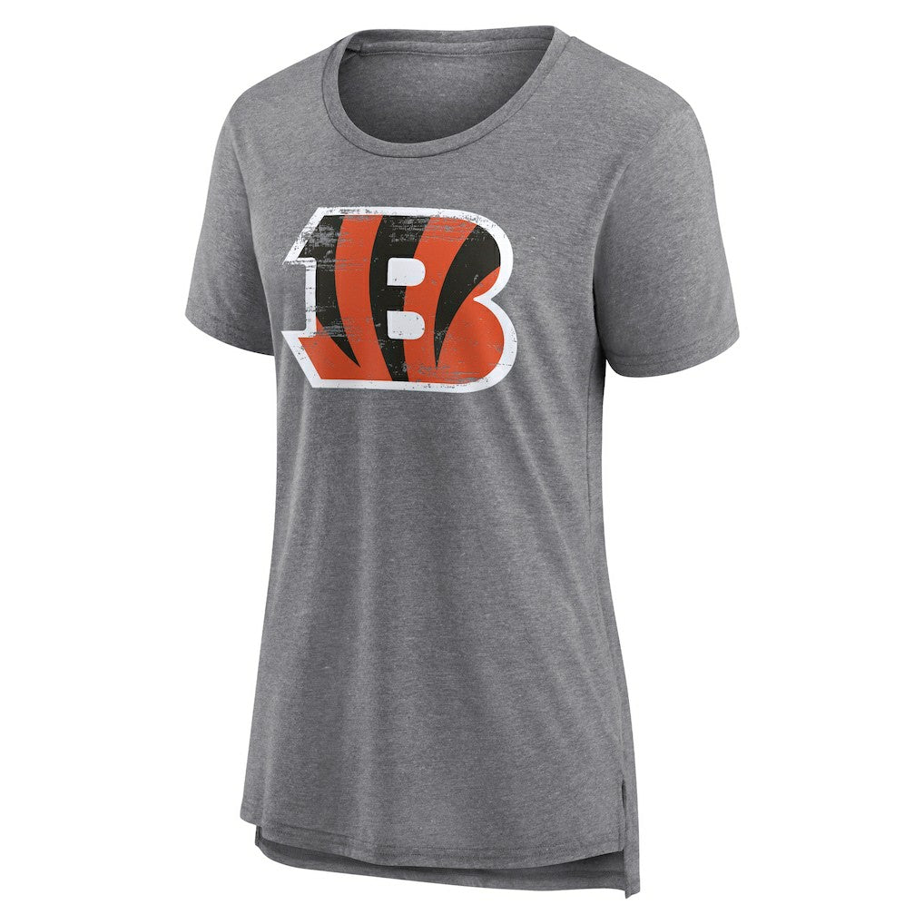Cincinnati Bengals Women's Heritage Custom Name & Number Tri-Blend T-Shirt Gray
